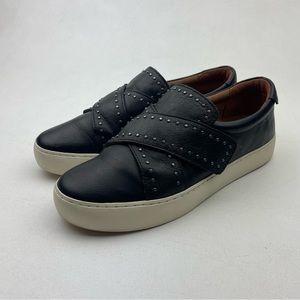 Frye NINA Leather Slip-on Studded Sneaker Black Women's Size 9M